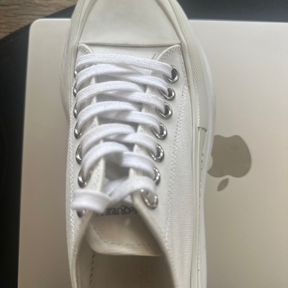 Alexander McQueen's Women's Tread Slick Lace Up Sneakers in White - Picture 6 of 8